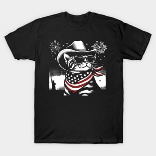 USA Flag Cat 4th of July Funny Patriotic T-Shirt